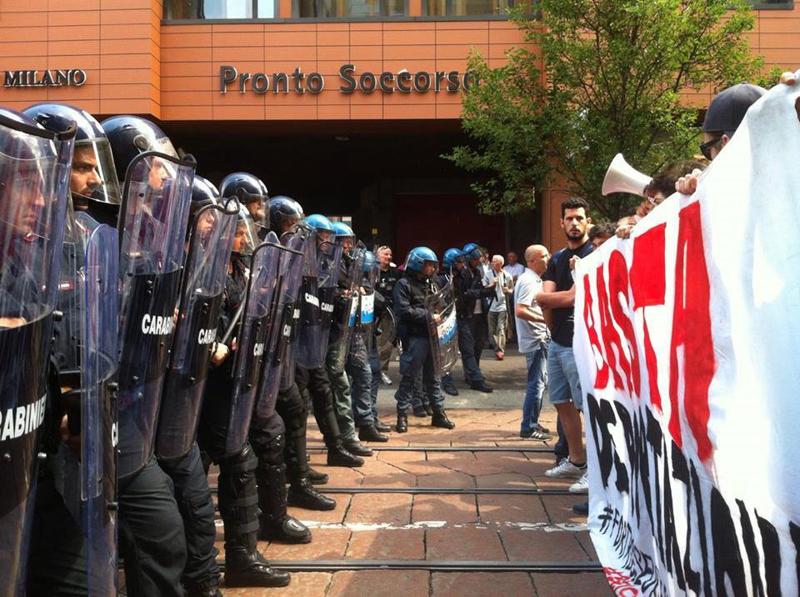 Renzi a Milano: scontri tra centri sociali e Polizia (foto da www.milanoinmovimento.com) proteste 01