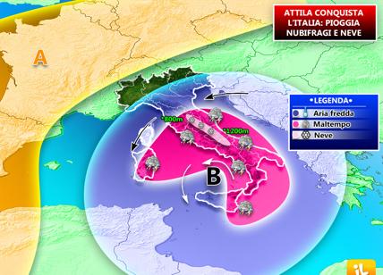 Previsioni meteo, la furia di Attila al Centro-Sud