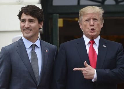 Trump e la Melania incontrano il primo ministro Justin Trudeau e la moglie