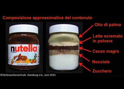 Nutella foto choc mostra gli ingredienti nel barattolo. NUTELLA PANICO NEL WEB