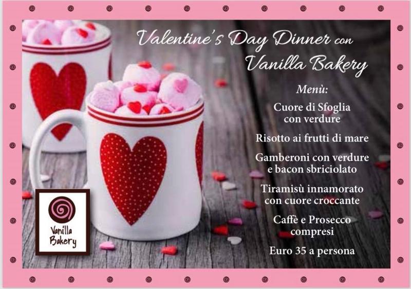 Menù Cena San Valentino 2018 Vanilla Bakery