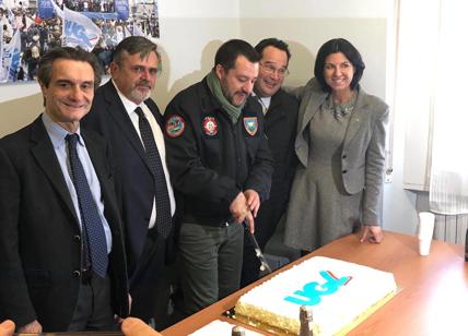 Matteo Salvini presente all'inaugurazione della nuova sede dell'UGL a Milano