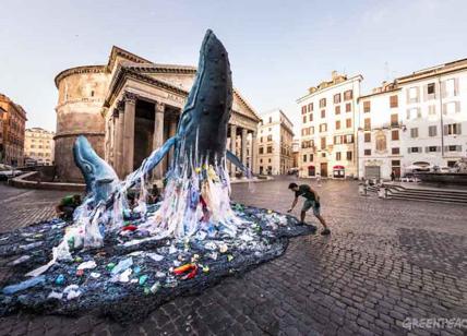 Roma, “Moriremo di plastica”. Greenpeace, guerrilla di balene al Pantheon