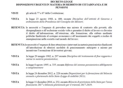 Reddito di cittadinanza: quanto, come, quando, sanzioni e... Testo del decreto