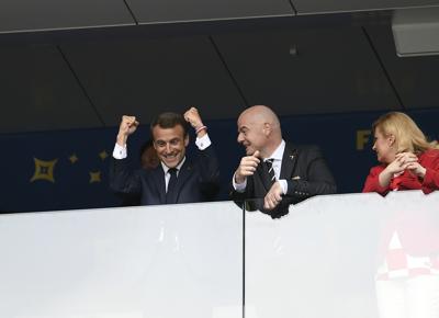 Emmanuel Macron, Gianni Infantino, Kolinda Grabar Kitarovic