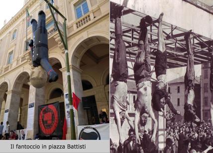 25 aprile piazzale Loreto a Macerata. Mussolini appeso a cui spaccare la testa