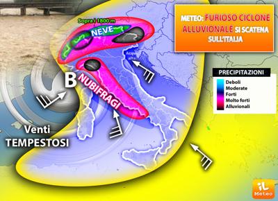 furioso ciclone alluvionale italia 291018