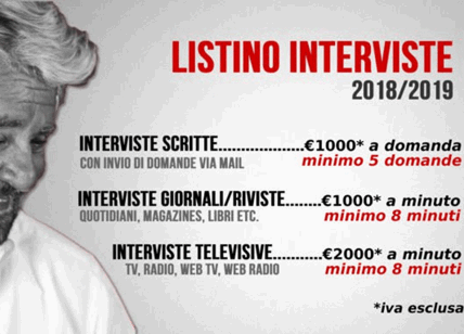 Beppe Grillo, mille euro a domanda, 20mila una cena:quanto costa intervistarlo