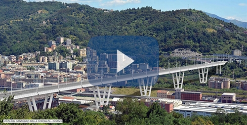 Il rendering del progetto del ponte Morandi presentato da Aspi video