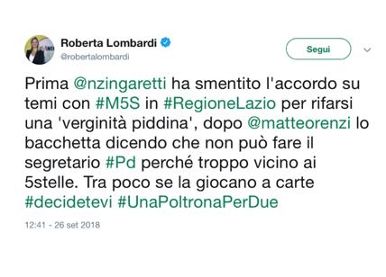 Zingaretti tra due fuochi: scarica il M5S ma per Renzi non può guidare il PD
