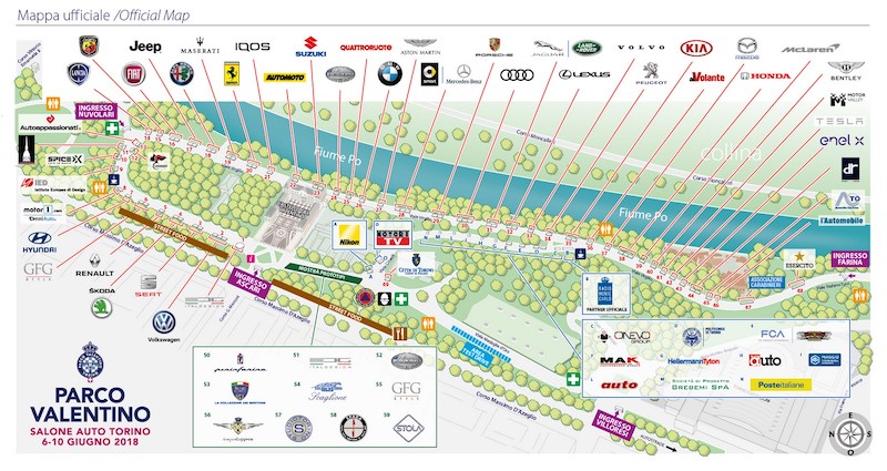 mappa ufficiale evento salone auto torino parco valentino