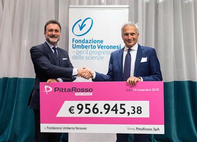 Marcello Pace CEO di PittaRosso e Paolo Veronesi Presidente di Fondazione Veronesi ape