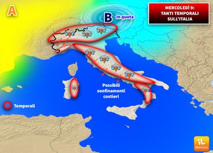 Previsioni meteo, Italia sotto un'ondata di temporali