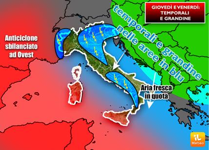 meteo giovedi venerdi temporali grandine