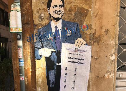 Roma, spunta murales di Conte con lista delle cose da fare e punti di domanda