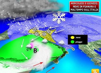 Previsioni meteo, neve in pianura: regioni colpite tra mercoledì e giovedì