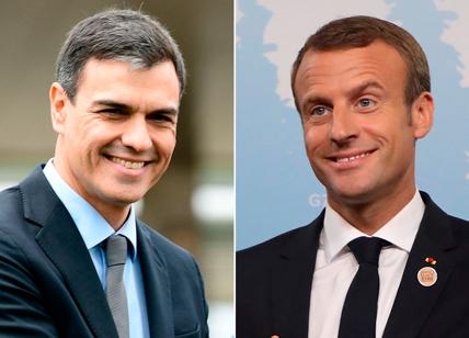 Risultati immagini per Macron e Sanchez immagini