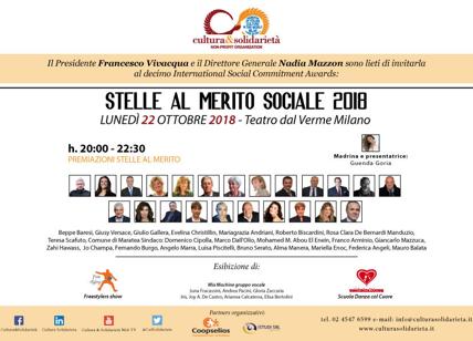 Milano, domani la consegna delle Stelle al Merito Sociale