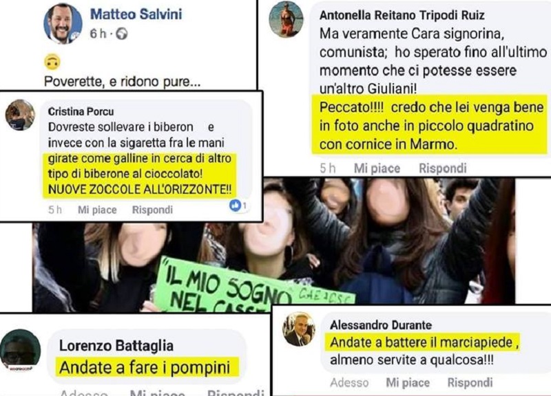 Un collage dei commenti peggiori (dalla pagina facebook "Socialisti gaudenti") Un collage dei commenti peggiori (dalla pagina facebook "Socialisti gaudenti")
