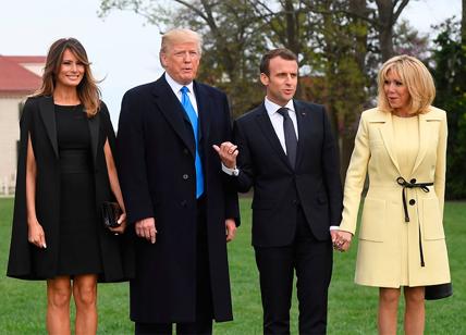 Trump e Macron a Mont Vernon con Melania e Brigitte
