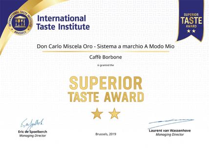 Caffè Borbone si aggiudica le due stelle dell'International Taste Institute