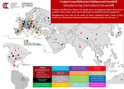 L'export manifatturiero dell'Italia nel mondo vale 444 miliardi: la mappa
