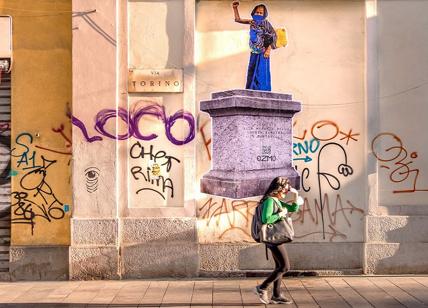 Montanelli, street artist realizza un monumento alla sposa-bambina. FOTO