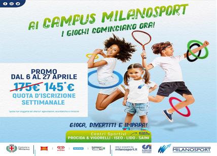 Milanosport: aperte le iscrizioni al Campus estivo