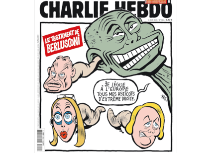 Charlie Hebdo, schiaffo al Cav: "Il padrino Silvio è morto e non ci mancherà"