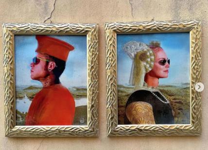Chiara Ferragni e Fedez ritratti come i duchi di Urbino: il murale di TvBoy