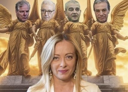 Giorgia Meloni e quattro angelo custodi