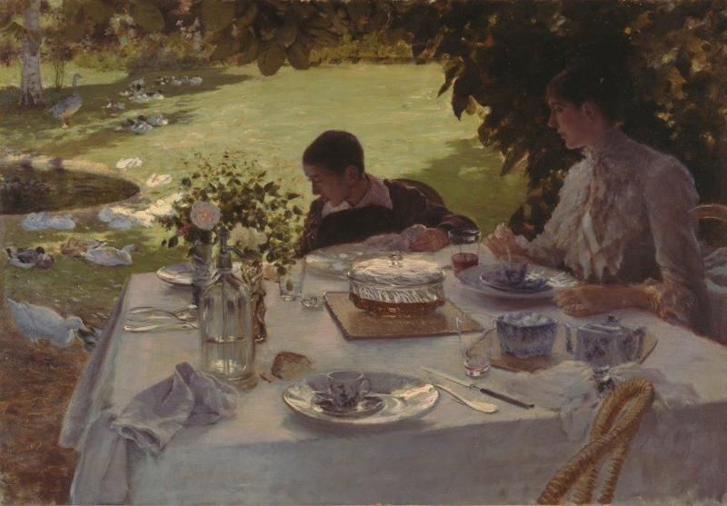 Giuseppe De Nittis, Colazione in giardino, 1884, Pinacoteca Comunale Giuseppe De Nittis, Barletta Giuseppe De Nittis, Colazione in giardino, 1884, Pinacoteca Comunale Giuseppe De Nittis, Barletta
