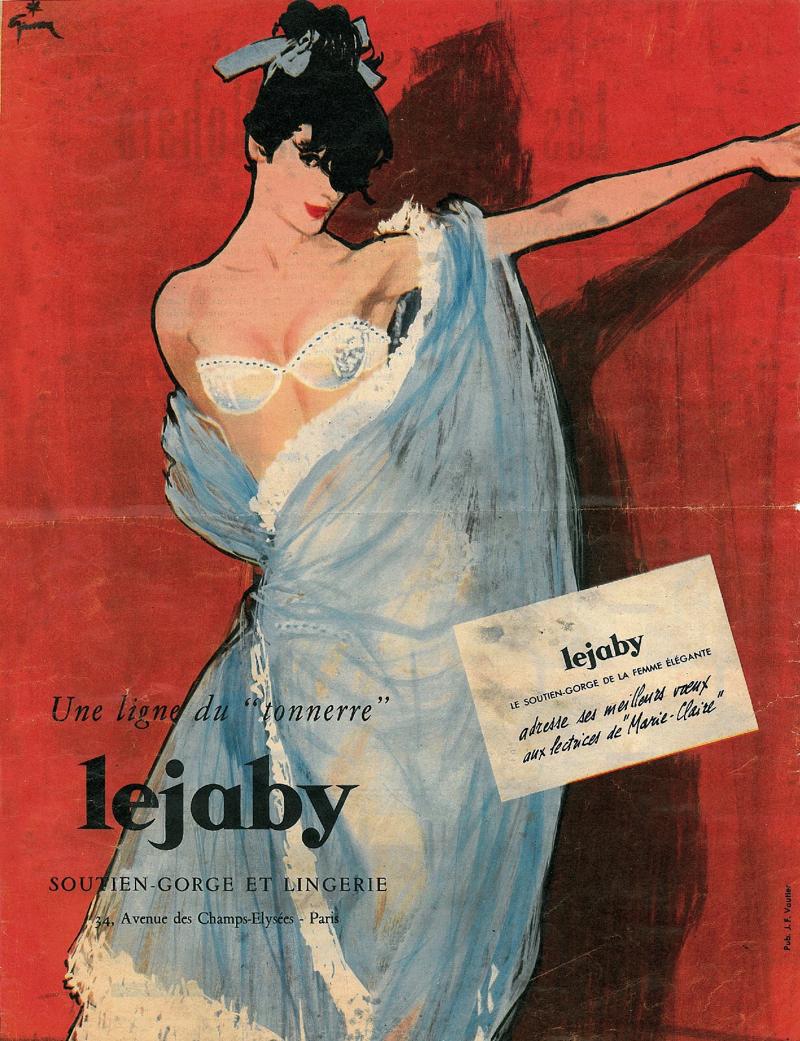 Sezione 3 : Un’abilità unica al mondo che ha accompagnato il corso della storia.  Un tuffo nell’archivio ci ha permesso di scrivere la storia di questa lingerie indossata da milioni di donne nel mondo. Dai primi corsetti prodotti in modo industriale alla fine del secolo XIX ai modelli attuali, è la storia dell’intimo che si racconta, caratterizzata dal perpetuarsi di un’abilità e dall’evoluzione delle tecniche e delle materie prime: l’invenzione del tessuto elastico alla fine del secolo XIX, l’utilizzo massiccio del Nylon dopo la Seconda Guerra Mondiale – periodo che vede anche l’avvio dell’industrializzazione della Lingerie francese – , la comparsa dell’elastane agli inizi degli anni ‘60, ed oggi l’utilizzo sempre più frequente di materiali “intelligenti”. Si tratta anche di una rievocazione in tre tempi dell’evoluzione dei costumi attraverso 45 capi di lingerie, accompagnata da un’importante raccolta pubblicitaria presentata sotto forma di audiovisivi.  Un video olografico diviso in tre brevi sequenze, che evoca le trasformazioni della figura femminile e della gestualità, e i cambiamenti della lingerie.