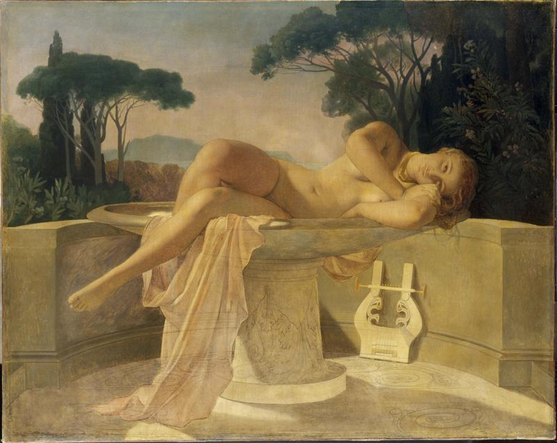 Paul Delaroche, Fanciulla nuda in un labrum pompeiano, 1843 - 1844 circa, olio su tela, 154 cm x 192 cm, Besançon, Musée des Beaux-Arts et d’Archèologie, photo Charles Choffet Paul Delaroche, Fanciulla nuda in un labrum pompeiano, 1843 - 1844 circa, olio su tela, 154 cm x 192 cm, Besançon, Musée des Beaux-Arts et d’Archèologie, photo Charles Choffet