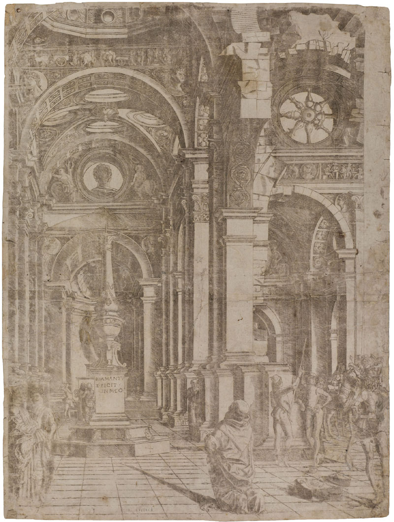 Prevedari Interno di tempio Incisione Prevedari
