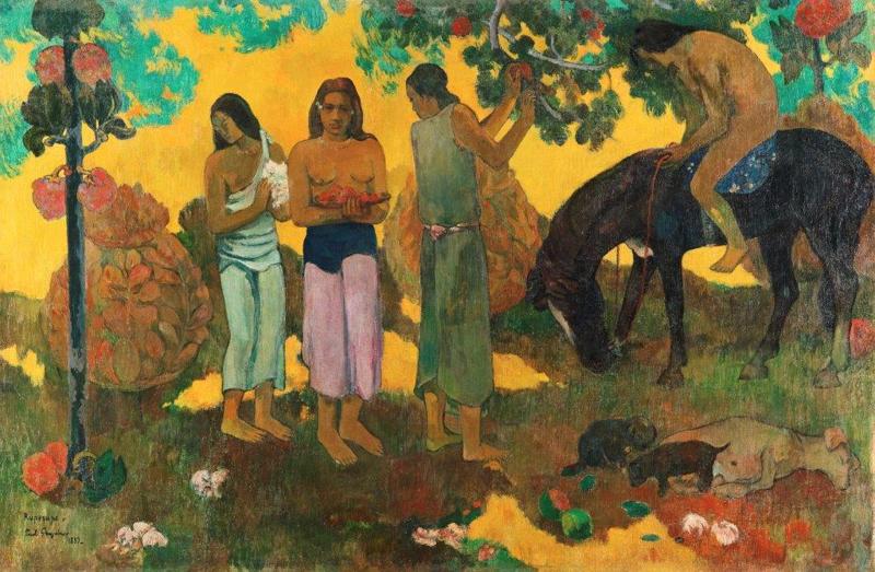 Paul Gauguin Rupe Rupe, 1899 La Cueillette des fruits The Fruit Harvest Oil on canvas, 128 x 190 cm The Pushkin State Museum of Fine Arts, Moscow Photograph © The Pushkin State Museum of Fine Arts, Moscow Paul Gauguin Rupe Rupe, 1899 La Cueillette des fruits The Fruit Harvest Oil on canvas, 128 x 190 cm The Pushkin State Museum of Fine Arts, Moscow Photograph © The Pushkin State Museum of Fine Arts, Moscow