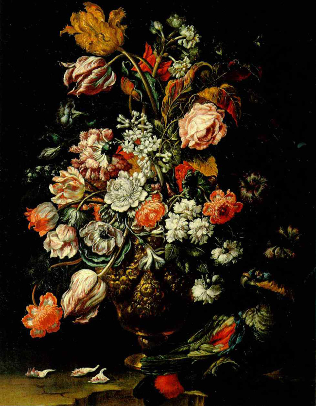 Andrea Scacciati - Vaso di fiori con pappagallo