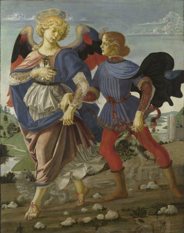 Andrea di Michele di Francesco de’ Cioni, detto Andrea del Verrocchio (e Leonardo da Vinci?) Tobia e l’angelo (1470-1472 circa) tempera su tavola, 83,6 ✕ 66 cm Londra, The National Gallery. Acquisto, 1867 Andrea di Michele di Francesco de’ Cioni, detto Andrea del Verrocchio (e Leonardo da Vinci?) Tobia e l’angelo (1470-1472 circa) tempera su tavola, 83,6 ✕ 66 cm Londra, The National Gallery. Acquisto, 1867