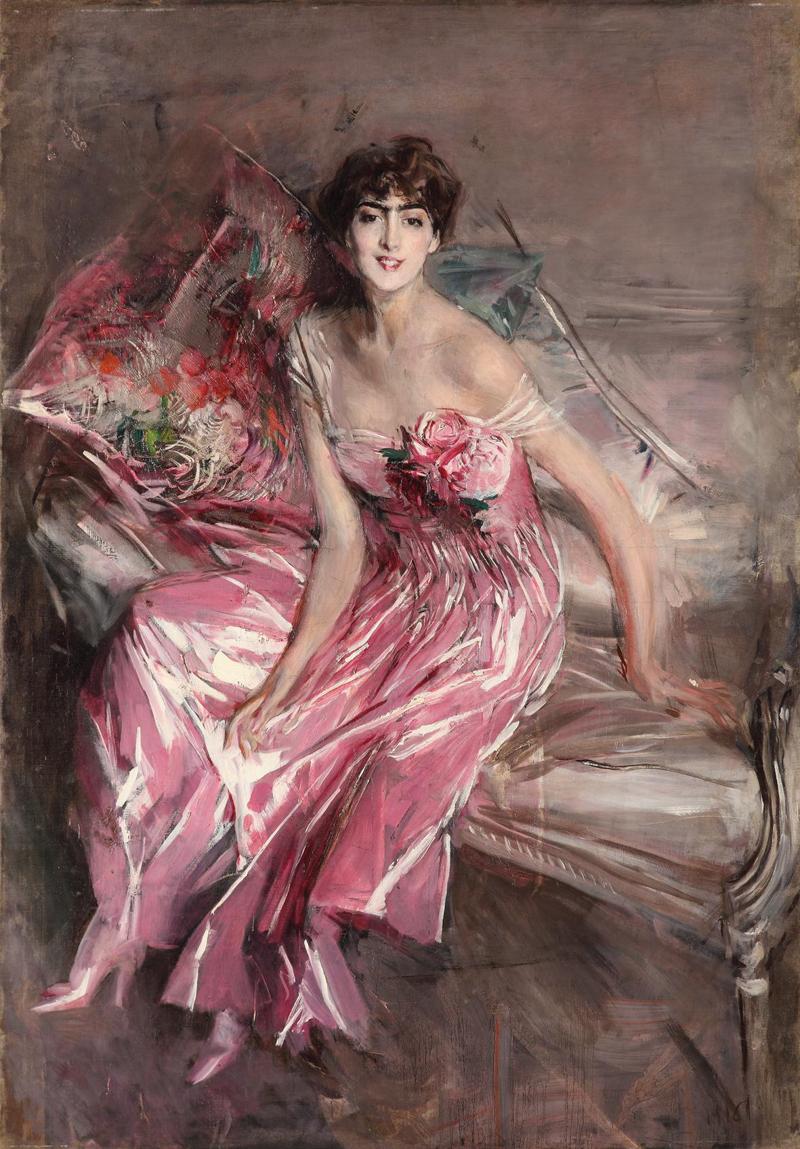 2) Giovanni Boldini, “La signora in rosa (Ritratto di Olivia Concha de Fontecilla)”, 1916, olio su tela 2) Giovanni Boldini, “La signora in rosa (Ritratto di Olivia Concha de Fontecilla)”, 1916, olio su tela