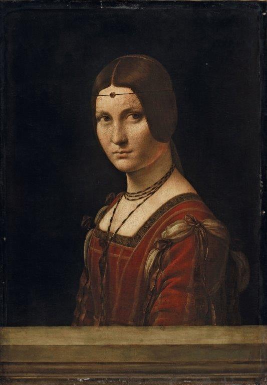 Leonardo da Vinci Ritratto di dama (La Belle Ferronnière o “Presunto ritratto di Lucrezia Crivelli”) (1493-1495 circa) olio su tavola di noce, 63 ✕ 45 cm Parigi, Musée du Louvre, Département des Peintures, Collezione dell’Imperatore Francesco I Leonardo da Vinci Ritratto di dama (La Belle Ferronnière o “Presunto ritratto di Lucrezia Crivelli”) (1493-1495 circa) olio su tavola di noce, 63 ✕ 45 cm Parigi, Musée du Louvre, Département des Peintures, Collezione dell’Imperatore Francesco I
