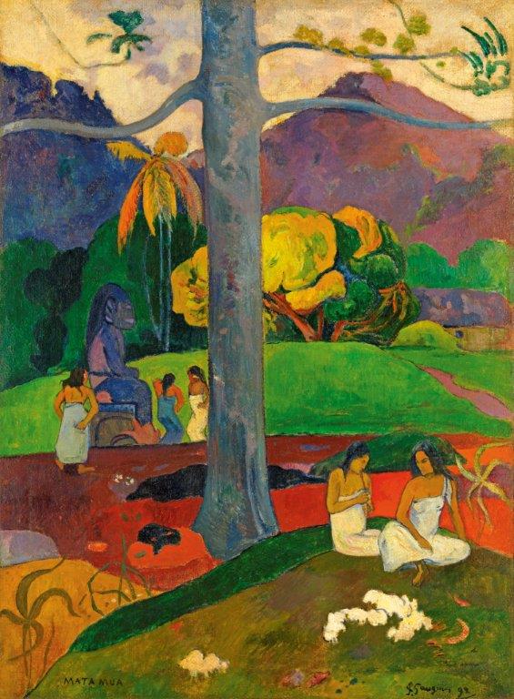 Paul Gauguin Matamua, 1892 Autrefois In Olden Times Oil on canvas, 91 x 69 cm Carmen Thyssen-Bornemisza Collection, on loan at the Thyssen-Bornemisza Museum, Madrid Photograph by © Colección Carmen Thyssen-Bornemisza en depósito en el Museo Thyssen-Bornemisza Paul Gauguin Matamua, 1892 Autrefois In Olden Times Oil on canvas, 91 x 69 cm Carmen Thyssen-Bornemisza Collection, on loan at the Thyssen-Bornemisza Museum, Madrid Photograph by © Colección Carmen Thyssen-Bornemisza en depósito en el Museo Thyssen-Bornemisza