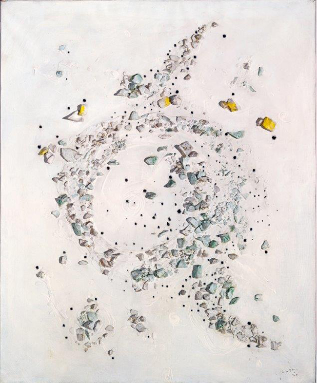 Lucio Fontana Concetto spaziale (56 P 8), 1956 Buchi, vetri, olio e tecnica mista su tela 80 × 65 cm Milano, Museo del Novecento, Collezione Boschi Di Stefano © Fondazione Lucio Fontana, Milano