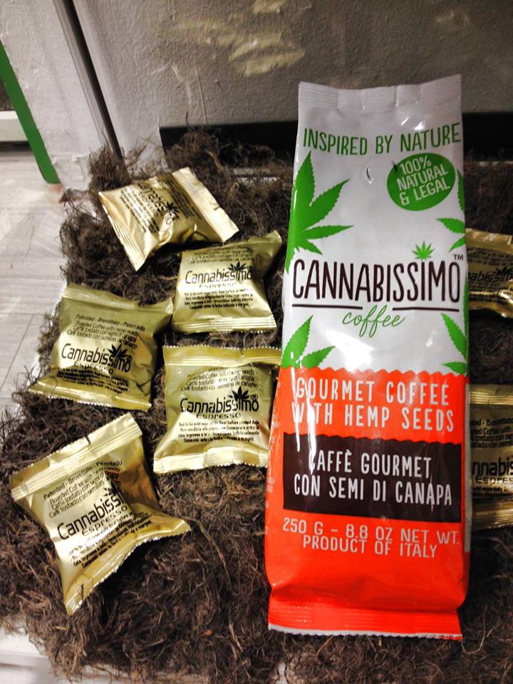 Vi si può trovare il "caffè Cannabissimo", senza Glutine, zucchero, OGM, additivi, conservanti e aromi aggiunti
