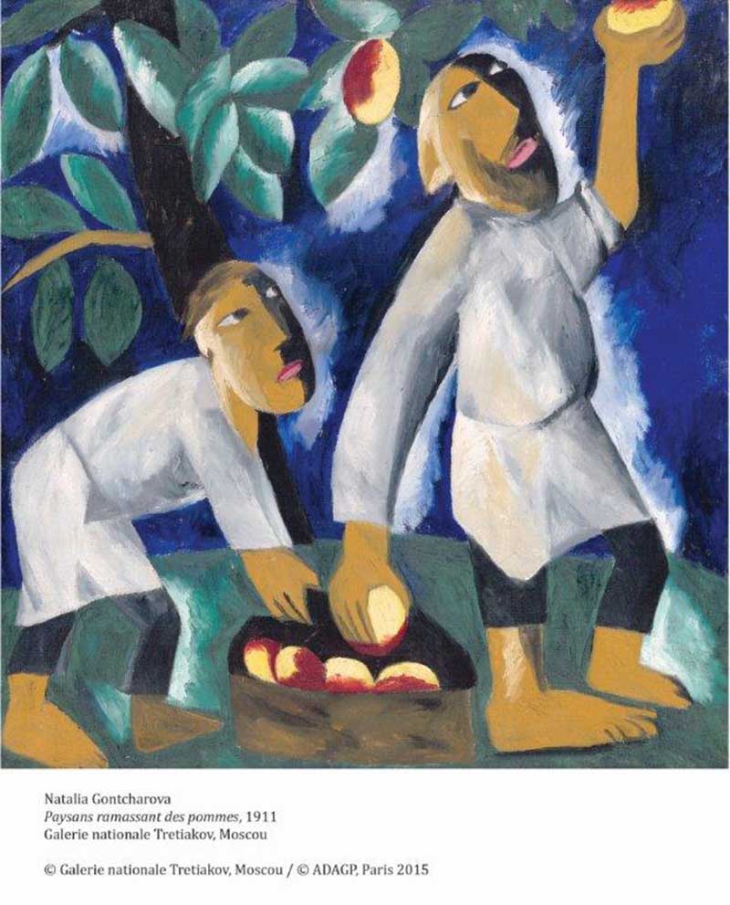 Natalia Gontcharova Paysans ramassant des pommes, 1911 Galerie nationale Tretiakov, Moscou Natalia Gontcharova Paysans ramassant des pommes, 1911 Galerie nationale Tretiakov, Moscou