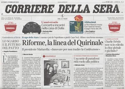 Quotidiani, forte perdita del Corriere della Sera a dicembre