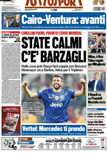 Juventus-Barcellona, il Milan di Mihajlovic: i giornali del 5 giugno