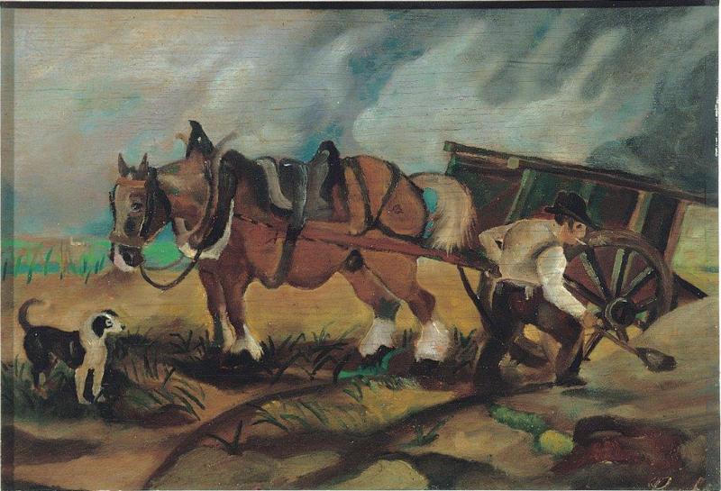 Il carrettiere - olio su tavola di compensato, 1932 1933 Il carrettiere - olio su tavola di compensato, 1932 1933