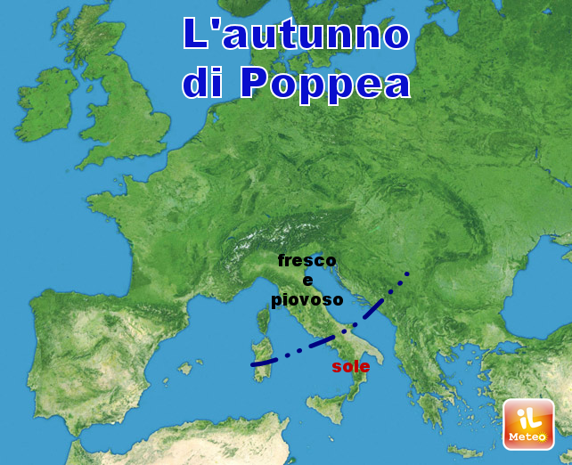 Previsioni meteo: da venerdì Poppea con pioggia e calo delle temperature