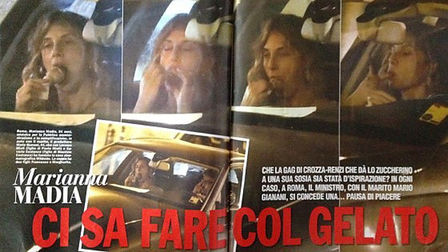 La Madia "ci sa fare col gelato". Bufera su Chi. La foto