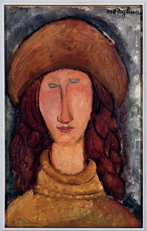 Amedeo Modigliani (Livorno, 1884 – Parigi, 1920) Ritratto di Jeanne Hebuterne, 1918 olio su tela, 46 x 29 cm Musèe d'art moderne, Troyes Amedeo Modigliani (Livorno, 1884 – Parigi, 1920) Ritratto di Jeanne Hebuterne, 1918 olio su tela, 46 x 29 cm Musèe d'art moderne, Troyes